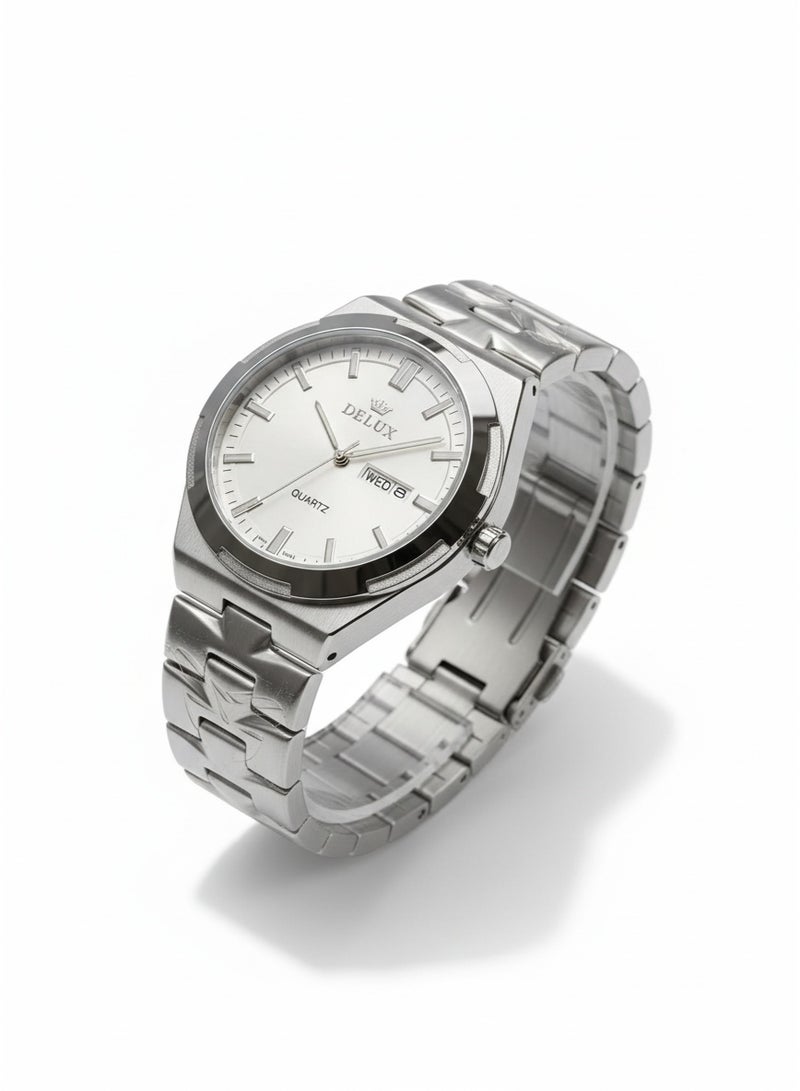 ديلوكس ساعة ديلوكس رجالية كوارتز من الفولاذ المقاوم للصدأ مع عرض اليوم والتاريخ - Image 5